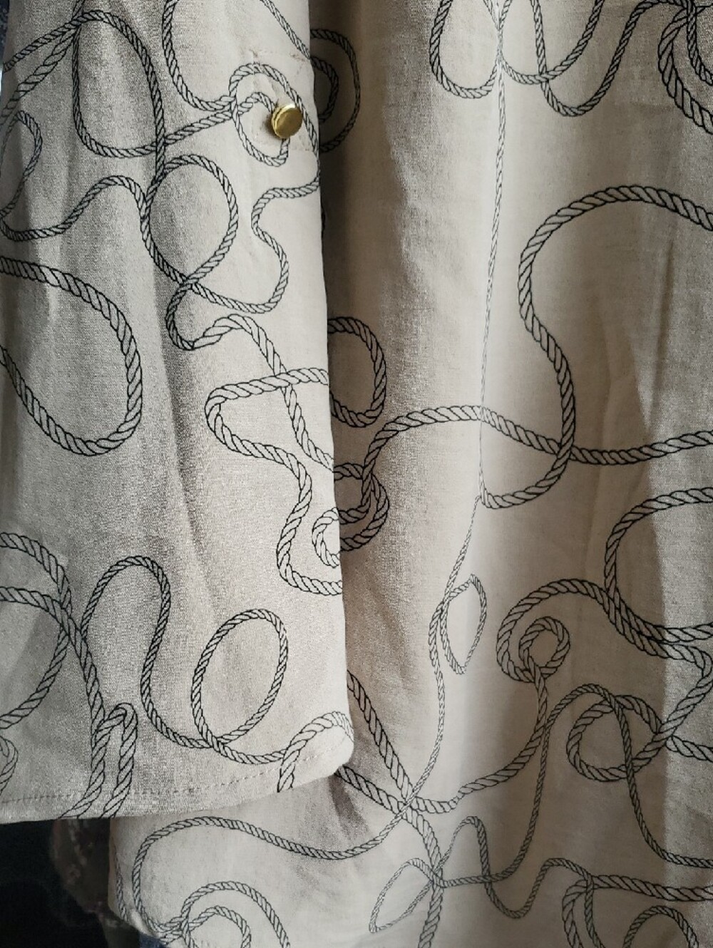 Como Black Cream Rope-Print Button-Front Blouse - Picture 4 of 9